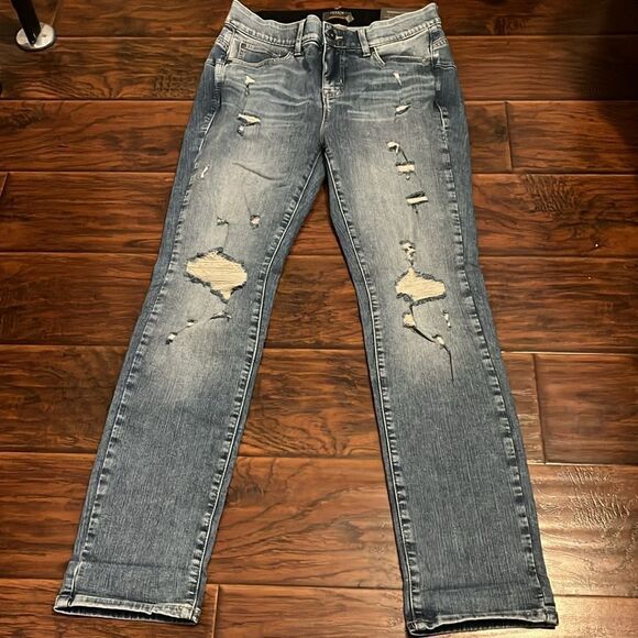 Torrid Bombshell Straight High Rise Distressed Ripped Denim Jeans Contem… - Picture 3 of 12